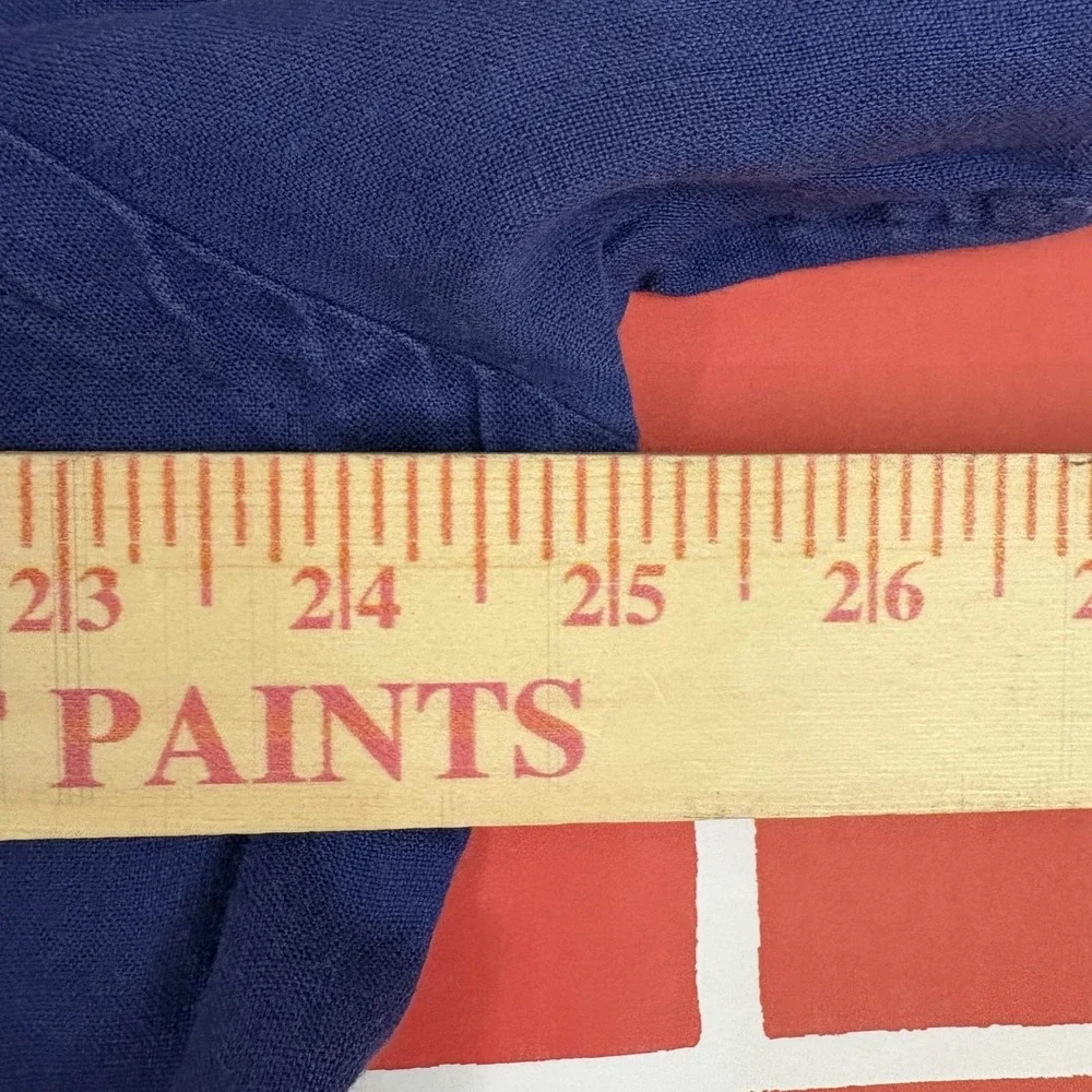 Ralph Lauren Linen Shirt Mens XL Blue Short Sleeve Button-Down Casual Pony Logo